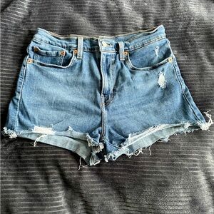 Levi's Blue Distressed Jean Shorts
